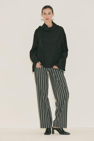 Textured Drape Blouse Black