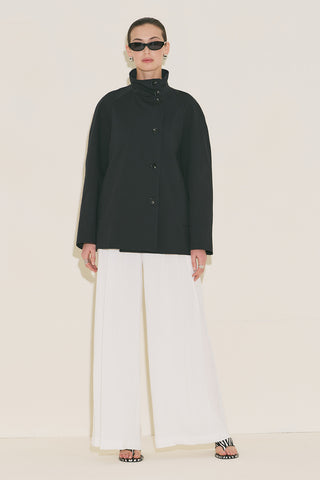 Henna High Neck Trench Coat Black