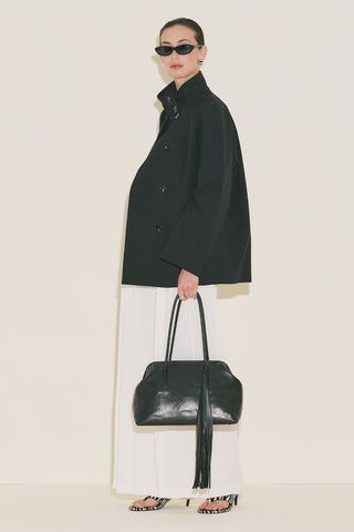 Henna High Neck Trench Coat Black