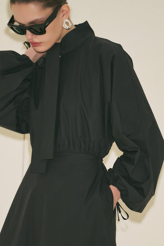 Wide Sleeve Design Dress Black