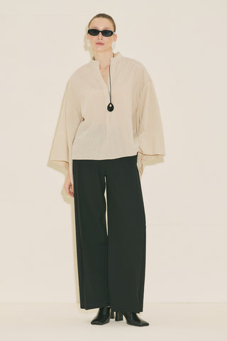Kimono Sleeve Blouse Ecru Striped