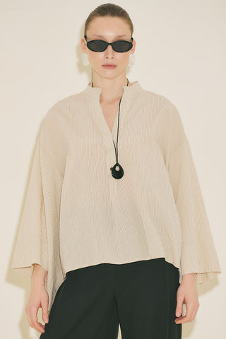 Kimono Sleeve Blouse Ecru Striped