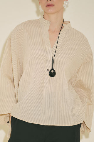 Kimono Sleeve Blouse Ecru Striped