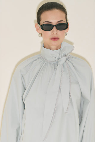 Tie Neck Blouse Blue