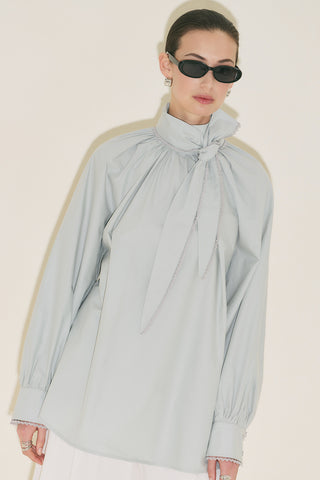 Tie Neck Blouse Blue