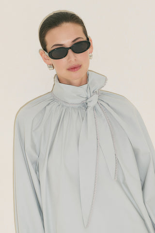 Tie Neck Blouse Blue