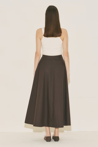 Panel Detail Flared Skirt Brown