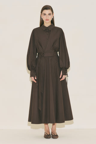 Panel Detail Flared Skirt Brown