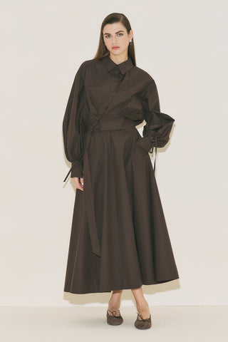 Panel Detail Flared Skirt Brown