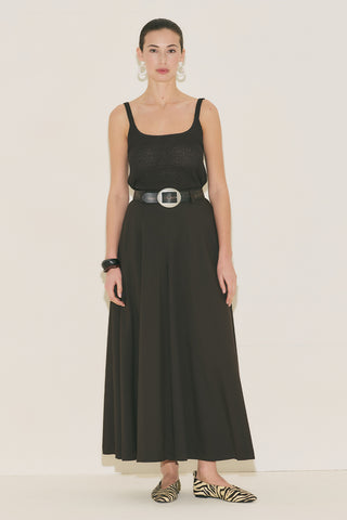 Wide Skirt Effect Trousers Brown