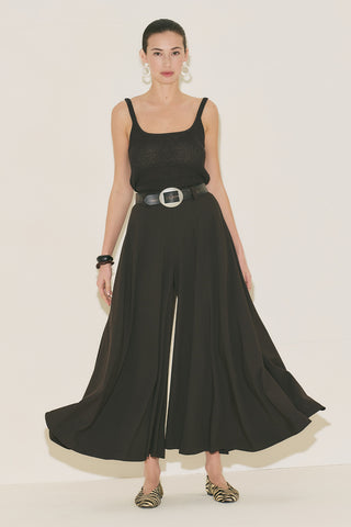 Wide Skirt Effect Trousers Brown