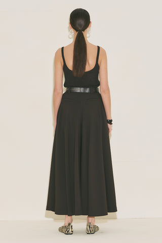 Wide Skirt Effect Trousers Brown