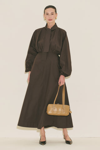 Wide Sleeve Design Dress Brown