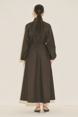 Wide Sleeve Design Dress Brown