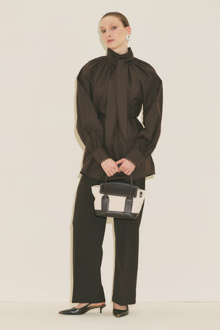 Tie Neck Blouse Brown