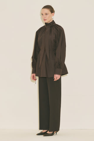 Tie Neck Blouse Brown
