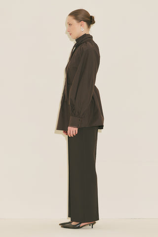 Tie Neck Blouse Brown