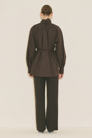 Tie Neck Blouse Brown