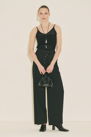 Belted Trousers With Wide Pleats Black