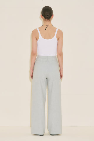 Belted Trousers With Wide Pleats Blue
