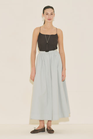 Button Front Poplin Skirt Blue