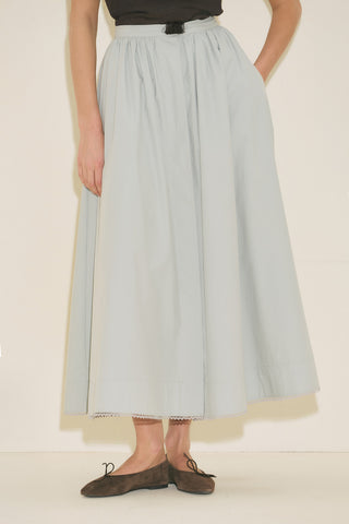 Button Front Poplin Skirt Blue