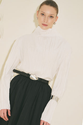 Crush Texture Blouse Ecru