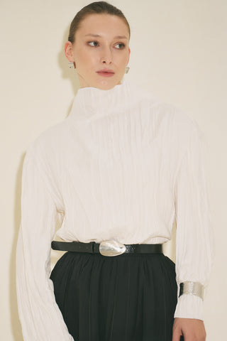 Crush Texture Blouse Ecru