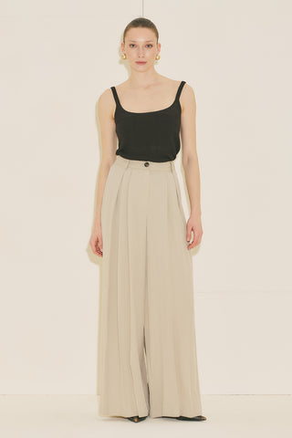 Tansy Pleated Trousers Beige