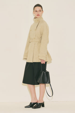 High Neck Belted Trench Coat Light Brown