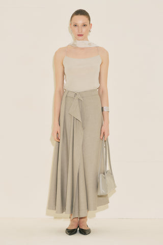 Asymmetric Belted Skirt Stone