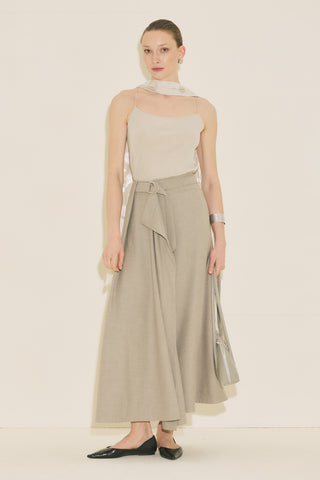 Asymmetric Belted Skirt Stone