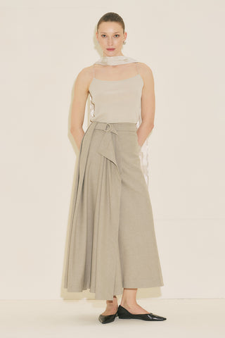 Asymmetric Belted Skirt Stone