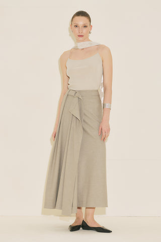 Asymmetric Belted Skirt Stone