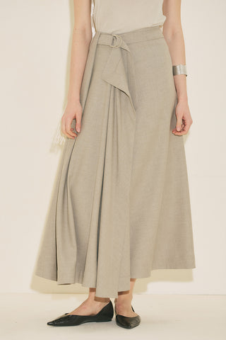 Asymmetric Belted Skirt Stone
