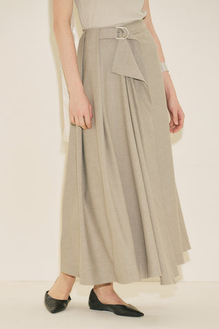 Asymmetric Belted Skirt Stone