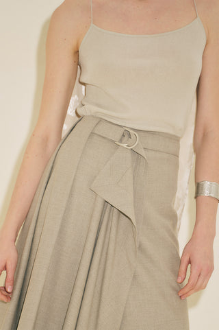 Asymmetric Belted Skirt Stone