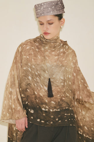 Patterned Blouse With Scarf Detail Gazalle