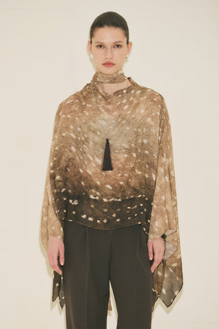Patterned Blouse With Scarf Detail Gazalle