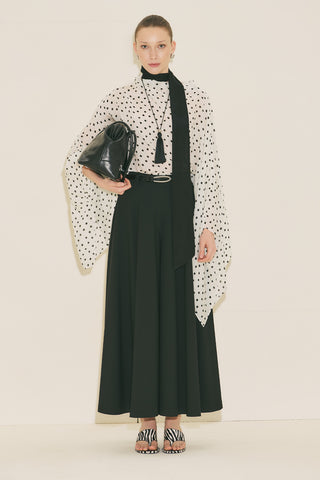 Patterned Blouse With Scarf Detail Polka Dot