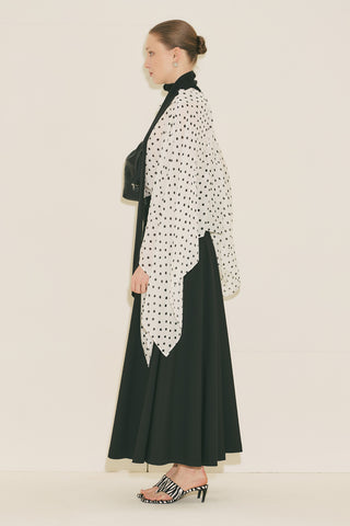 Patterned Blouse With Scarf Detail Polka Dot