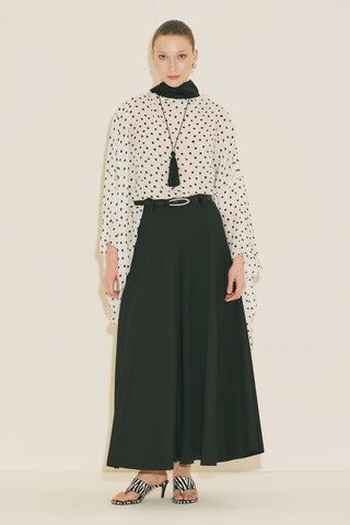 Patterned Blouse With Scarf Detail Polka Dot