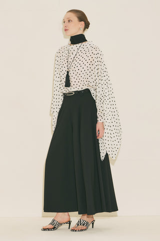Patterned Blouse With Scarf Detail Polka Dot