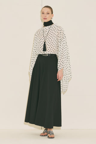 Patterned Blouse With Scarf Detail Polka Dot