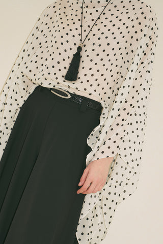 Patterned Blouse With Scarf Detail Polka Dot