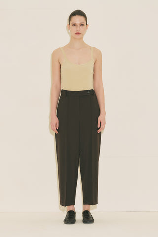 Barrel Leg Trousers Dark Brown