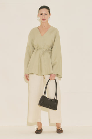 100% Linen Voluminous Tunic Sage Green