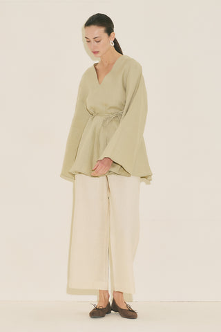 100% Linen Voluminous Tunic Sage Green