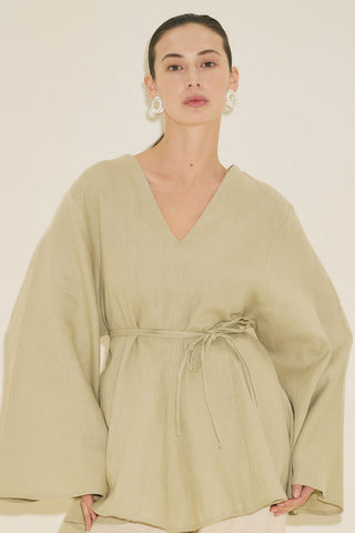 100% Linen Voluminous Tunic Sage Green