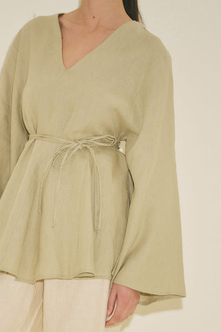 100% Linen Voluminous Tunic Sage Green